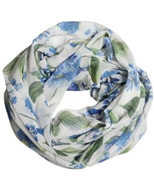 Dolce & Gabbana Seidenschal Aus Chiffon Mit Blumenprint - Blau