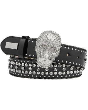 Philipp Plein Gürtel Skull Crystal - Schwarz