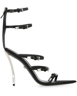 Versace Pointed-Toe Heeled Sandals - Black