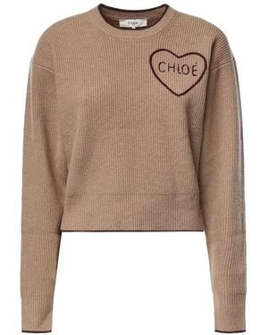 Chloé Round-Neck Knitwear - Neutro