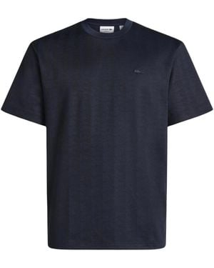 Lacoste Tops ,Blauw ,Polyester Monogram Jacquard T-Shirt