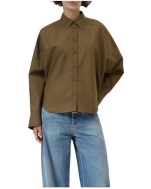 Closed Overhemden ,Groen ,Katoen Relaxte Poplin Blouse - Naturel