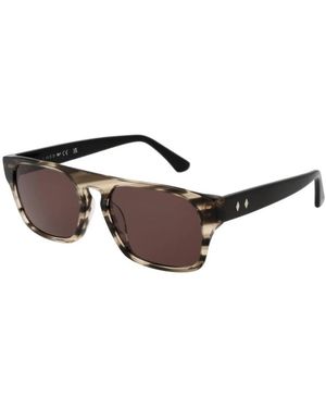 WEB EYEWEAR Accessoires ,Veelkleurig ,Grijze Rechthoekige Acetaat Zonnebril Met Bruine Lenzen
