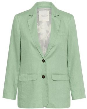 Part Two Leinenjacke mit v-ausschnitt und knöpfen - Grün