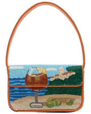 STAUD Tommy Schultertasche Mit Perlenbesatz - Blau