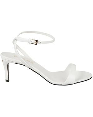 Prada Ledersandalette Mit Schnalle - Weiß