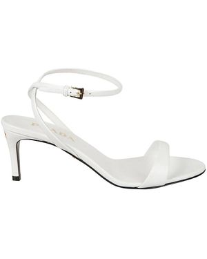 Prada Leren Sandalen Met Gesp - Wit