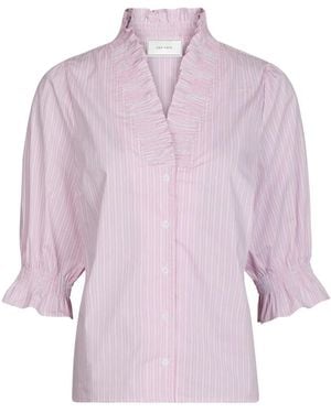 Neo Noir Gestreifte Bluse Mit Rüschen-Detail - Lila