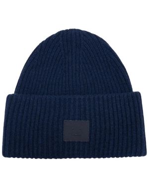 Acne Studios Large Face Logo Beanie - Blau