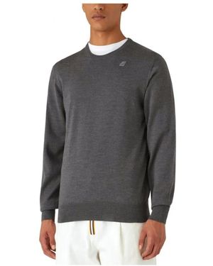 K-Way Merino Woll Langarmpullover - Grau