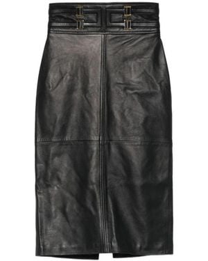 Elisabetta Franchi Leather Skirts - Grey