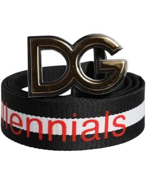 Dolce & Gabbana Zwart Katoenen Logo Print Riem