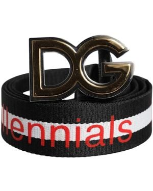 Dolce & Gabbana Zwart Katoenen Logo Print Riem