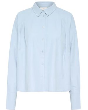 Kaffe Zachte Chambray Overhemd Met Lange Mouwen - Blauw