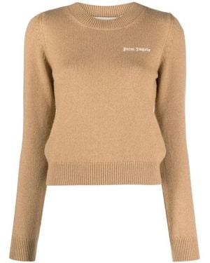 Palm Angels Round-Neck Knitwear - Natural
