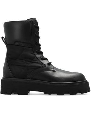 Moncler Lace-Up Boots - Nero