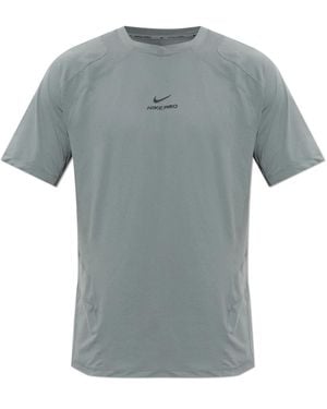 Nike Fitness ,Grijs ,Polyester Pro Training Dri-Fit Adv Short-Sleeve Top