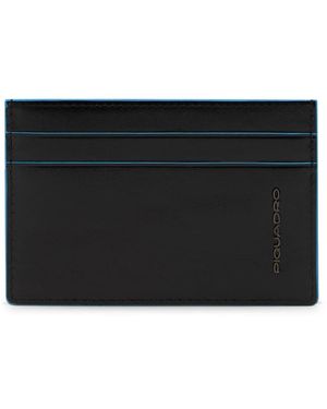 Piquadro Accessoires ,Zwart ,Leer Slanke Leren Kaarthouder