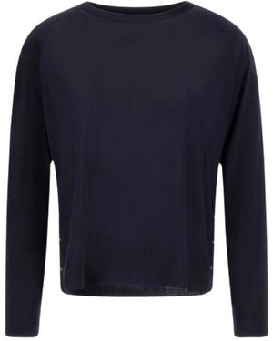 Herno T-Shirt Met Lange Mouwen, Glam Gebreid Effect - Blauw