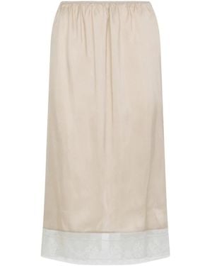 Carven Rokken ,Silk Pull On Lace Trim Skirt - Naturel