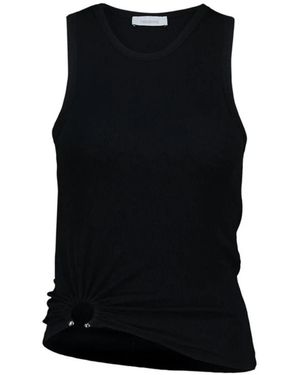 Rabanne Tops ,Zwart ,Katoen Ribbed Tank Top Met Ring Detail