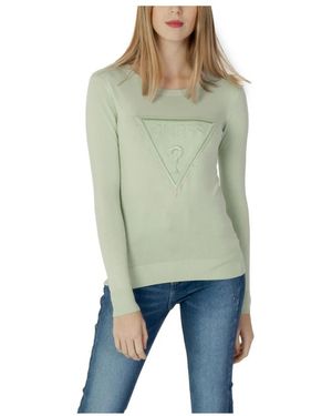 Guess Gebreide Trui Met Lange Mouwen En Kristallen Driehoekig Logo - Groen