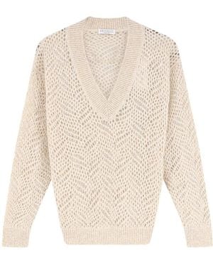 Brunello Cucinelli V-Neck Knitwear - Blanc