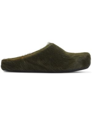 Marni Deep Sage Calf Hair Fussbett Sabot Mules - Brown