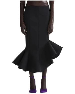 Mugler Rokken ,Zwart ,Leer Gonna Midi Rok