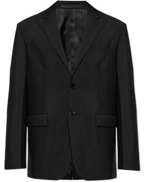 Jil Sander Jassen ,Zwart ,Wol Wol Blazer Met Enkele Split