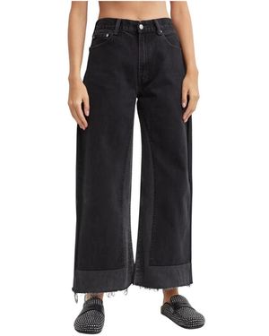 B Sides Jeans ,Zwart ,Katoen Zwarte Reworked Vintage Culotte Jeans