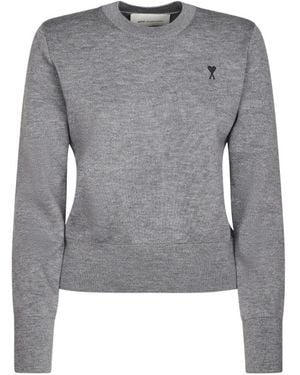 Ami Paris Round-Neck Knitwear - Gris