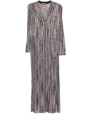 Missoni Gestreifte Lange Strickjacke - Grau