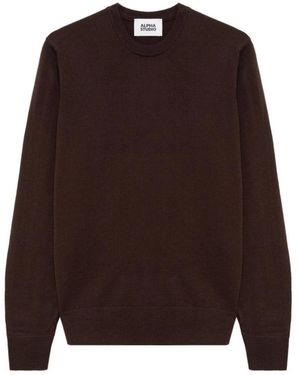 Alpha Studio Round-Neck Knitwear - Brown
