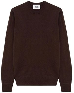 Alpha Studio Rundhals-Strickware - Braun