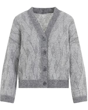 Peserico Strickjacke Aus Alpaka, Wolle Und Mohair - Grau