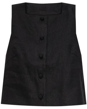 Posse Jassen ,Zwart ,Leer Rio Linen Vest