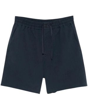 Maison Kitsuné Korte Broeken ,Blauw ,Katoen Shorts Met Elastische Tailleband