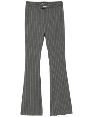 Dondup Broeken ,Grijs ,Leer Pinstripe Flare Pantalon