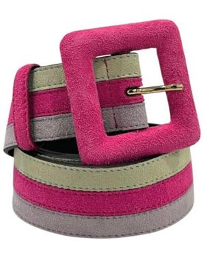 Borbonese Accessoires ,Veelkleurig ,Leer Leren Riem - Roze