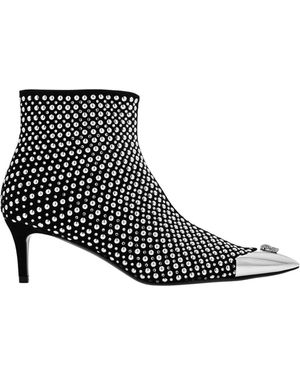 Philipp Plein Schoenen ,Zwart ,Leer Low Heel Enkellaarsjes Studs And Strass Skull