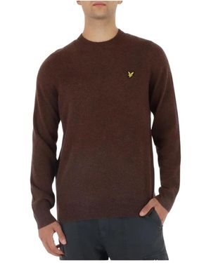 Lyle & Scott Rundhals-Strickpullover Aus Wollmischung Mit Langen Ärmeln - Braun