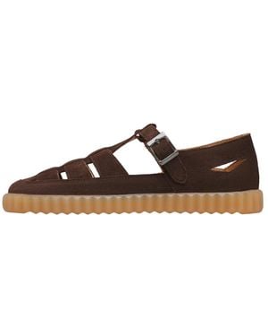 Voile Blanche Flat Sandals - Brown
