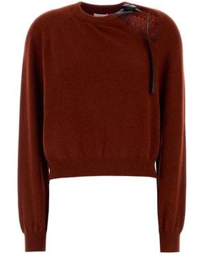 Ferragamo Trui Met Ronde Hals En Uitgesneden Detail - Bruin