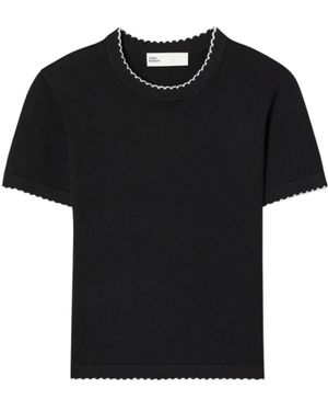 Tory Burch Wool Scalloped Top - Zwart