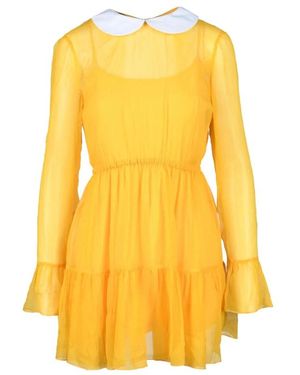 Gucci Ruffled Chiffon Dress With Peter-Pan Collar And Button Fastening - Yellow