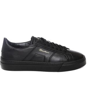 Santoni Schoenen ,Zwart ,Leer Dbs 3 Sneakers