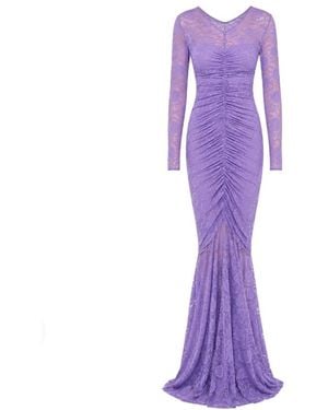 Norma Kamali Kleedjes ,Paars ,Polyester Bias Slip Dress Tot Halverwege De Kuit