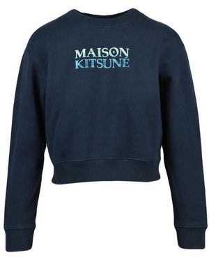 Maison Kitsuné Korte Sweater Met Ronde Hals - Blauw