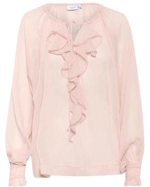Saint Tropez Sepia Rose Bluse Mit Weichen Rüschen - Pink